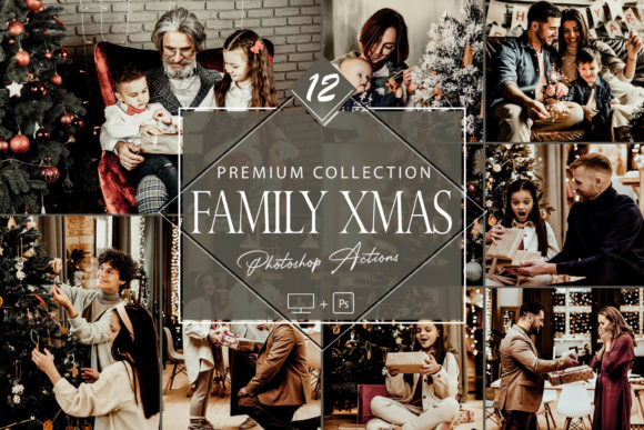 12 Family Xmas Photoshop Actions and Actions Amp