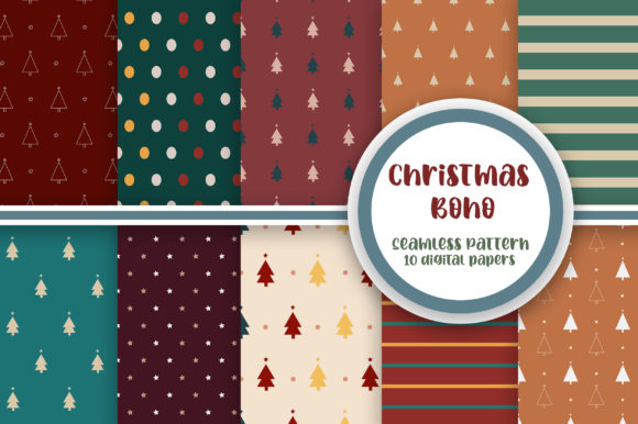 Christmas Boho Seamless Pattern & Patterns