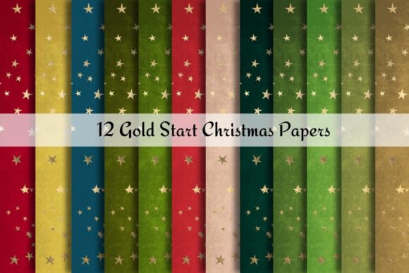 Christmas Golden Stars Digital Papers