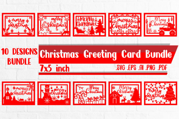 Christmas Greeting Cards BUNDLE Svg Eps Crafts