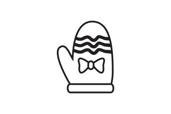 Christmas Icon Snow Gloves Ribbon Line