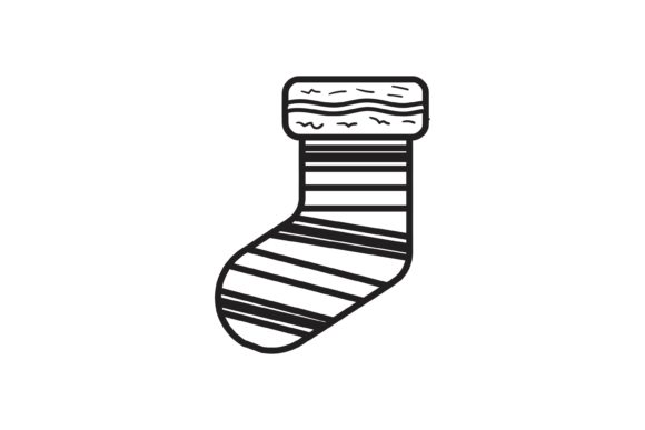 Christmas Icon Stripe Socks Outline and Icons