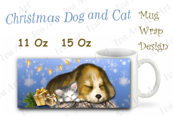 Christmas Puppy and Cat Mug Sublimation Crafts