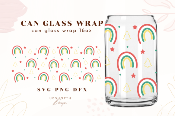 Christmas Rainbow Can Glass Wrap SVG and Crafts