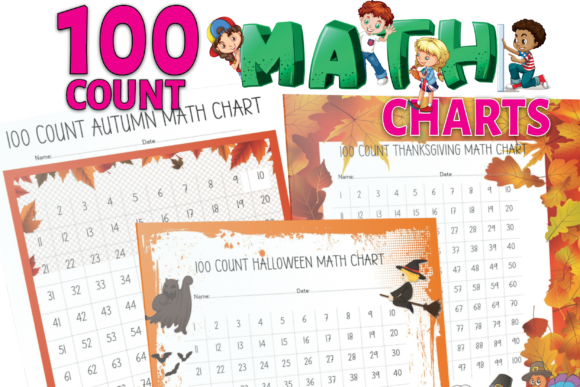 Count to 100 Math Charts for Prek Learning