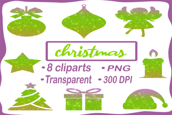 Gold and Green Christmas Cliparts