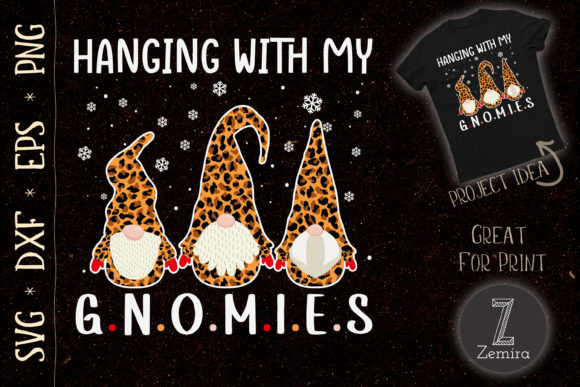 Hanging with Gnomies Christmas Leopard: T-Shirt Designs