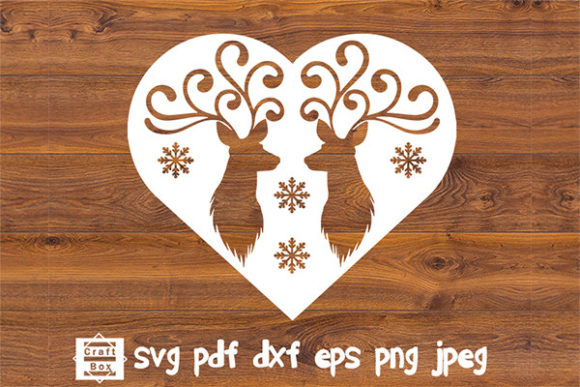 Heart with Deer Svg, Christmas Heart Svg for Crafts