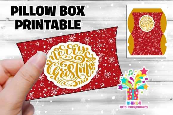 Merry Christmas Pillow Box 14: Festive Print Templates