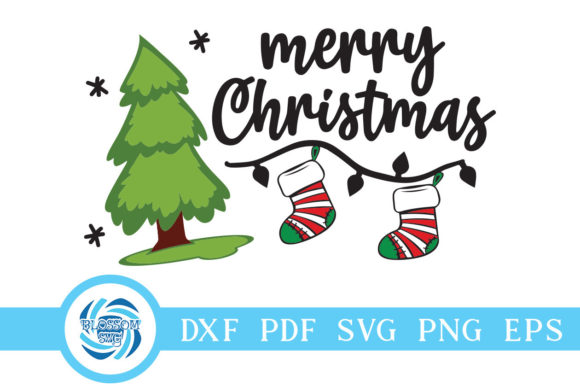 Merry Christmas Pine Tree and Sock Svg Crafts