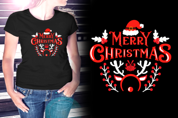 Merry Christmas Typography TShirt Design Print Templates