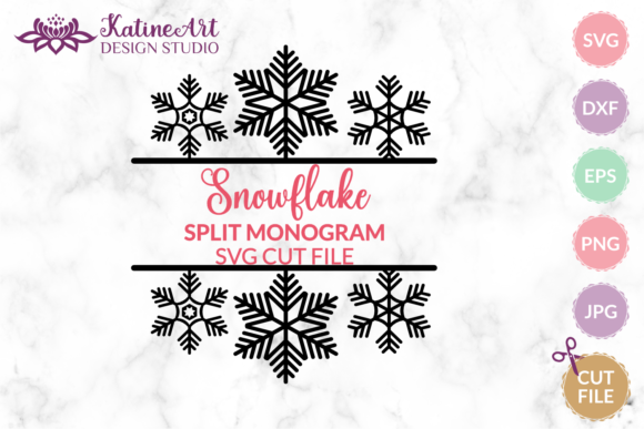 Snowflake Split Monogram Svg Frame for Crafts