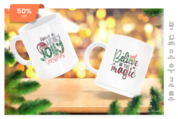 White Christmas Coffee Cup Mockup and Christmas Amp